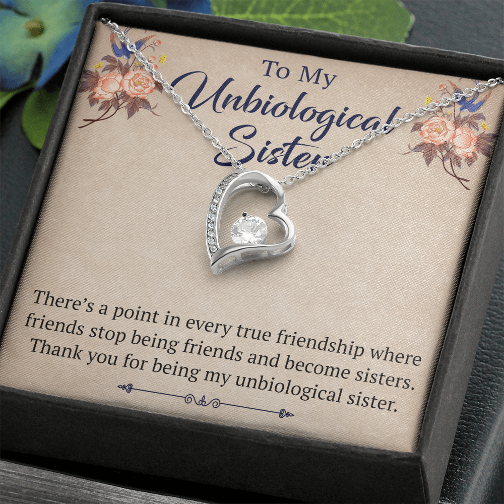 To My Unbiological Sister Forever Love Heart Necklace, Unique Gift for Birthday, Mother's Day, Christmas, or any Special Occasion