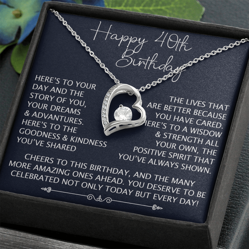 Happy 40th Birthday Gift - Forever Love Unique Necklace for Wife, Daughter, Grandma, Granddaughter, Mom, Women, Christmas, Birthday Gift