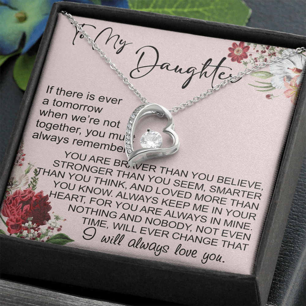 To My Daughter Gift from Dad Mom, Mother In Law, Father In Law - Forever Love Heart Necklace For Little Girl