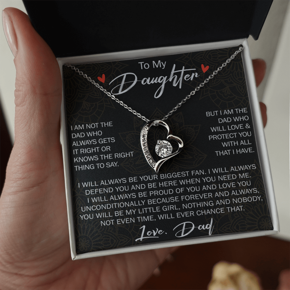 Forever Love Necklace For Loving Daughter from Dad - Unique Birthday Gift for Daughter, Graduation Gift for Little Girl