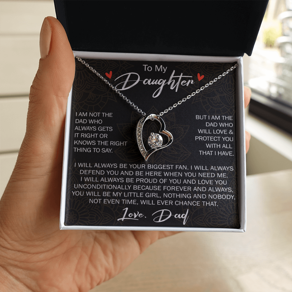 To My Daughter Gift from Dad - Forever Love Necklace for Your Princess, Little Girl Present - Birthday Gift