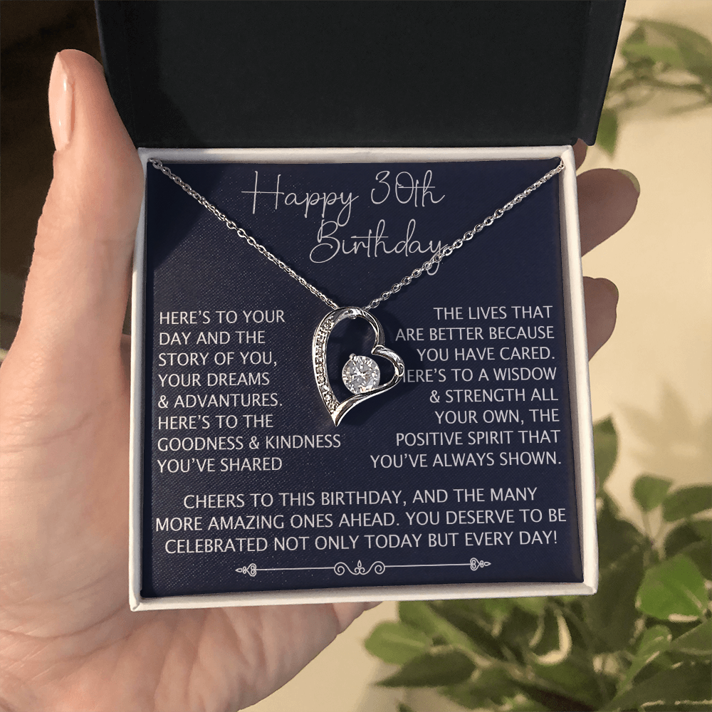 30th Birthday Gift for Her, Forever Love Heart Necklace, 30th Birthday Jewelry, Turning 30 Keepsake Gift for