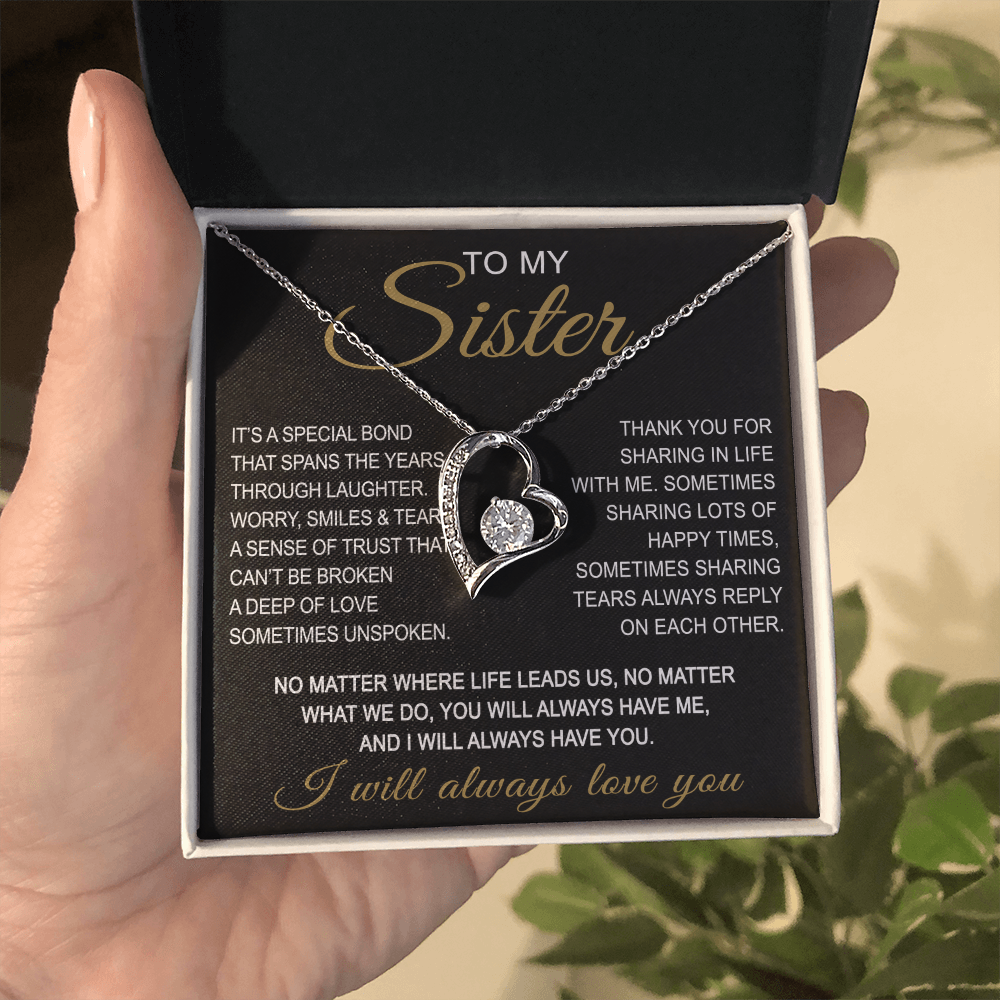 To My Sister Forever Love Necklace Sister Gifts With Heartfelt Message, Sister Gifts From Sister Brother For Birthday