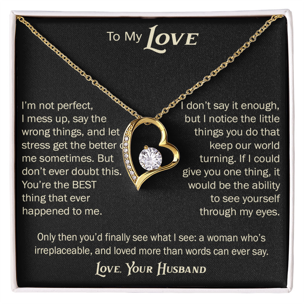 Forever Love Necklace for Wife From Husband, Anniversary Jewelry, Christmas Birthday Present for Her, To My Soulmate Gift