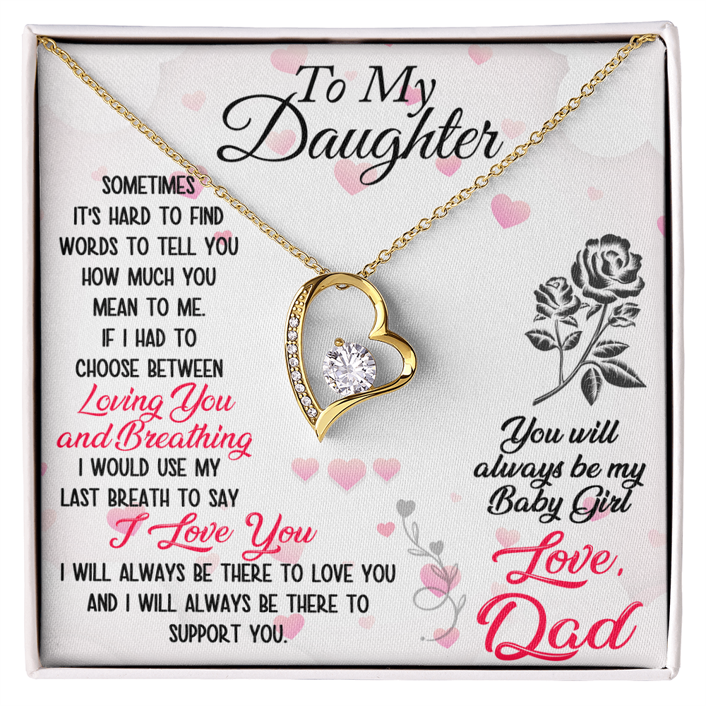 Proud Dad to Daughter Forever Love Necklace Gift for Birthday, Christmas, Back to School, Wedding or any Special Occasions. Best Gift from Father
