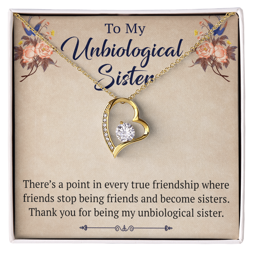 To My Unbiological Sister Forever Love Heart Necklace, Unique Gift for Birthday, Mother's Day, Christmas, or any Special Occasion
