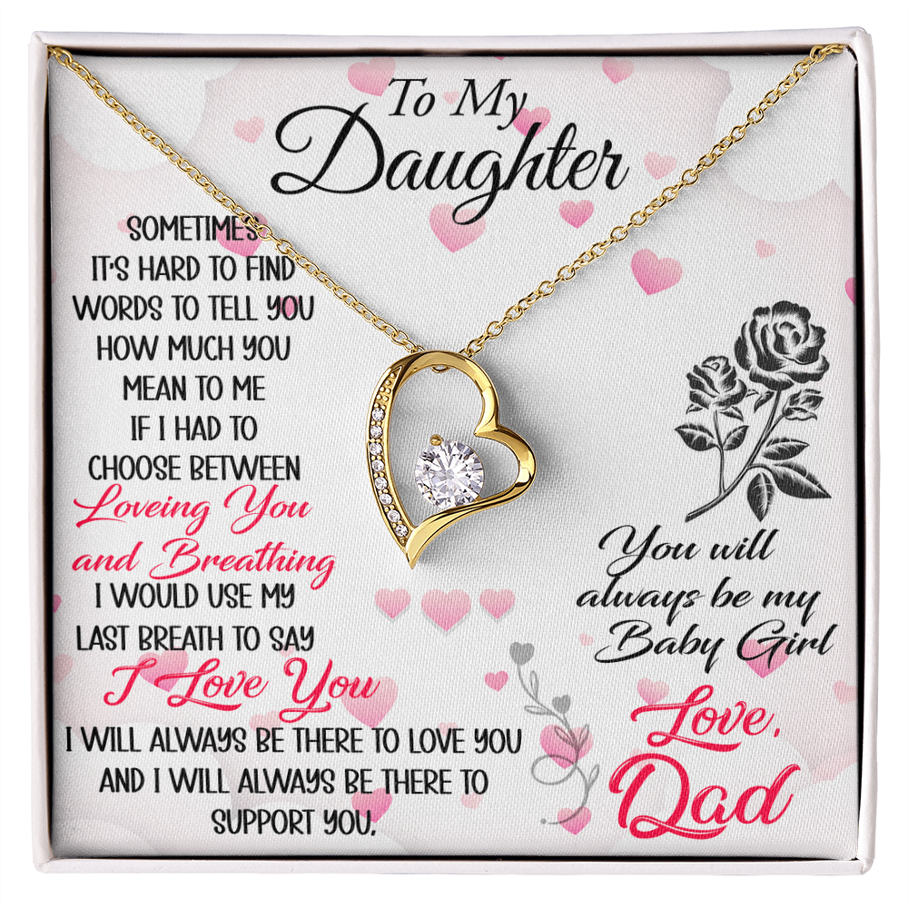 Proud Dad to Daughter Forever Love Necklace Gift for Birthday, Christmas, Back to School, Wedding or any Special Occasions. Best Gift from Father