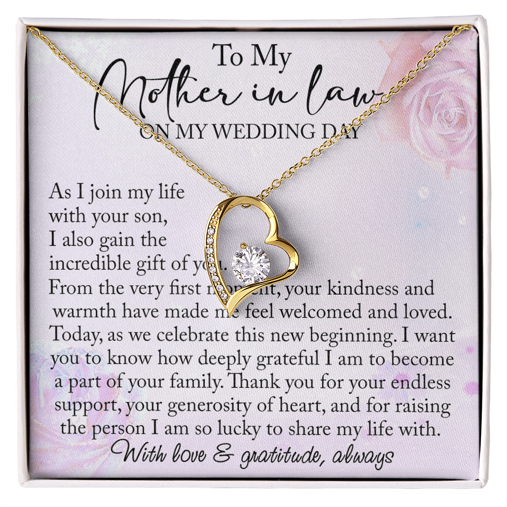 Mother-in-Law Wedding Day Forever Love Heart Necklace, Custom MIL Jewelry, Daughter-in-Law Gift, Personalized Gift From Bride