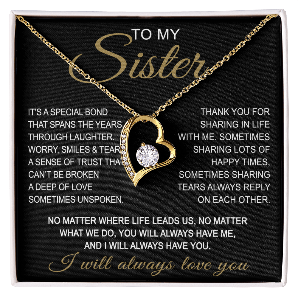To My Sister Forever Love Necklace Sister Gifts With Heartfelt Message, Sister Gifts From Sister Brother For Birthday