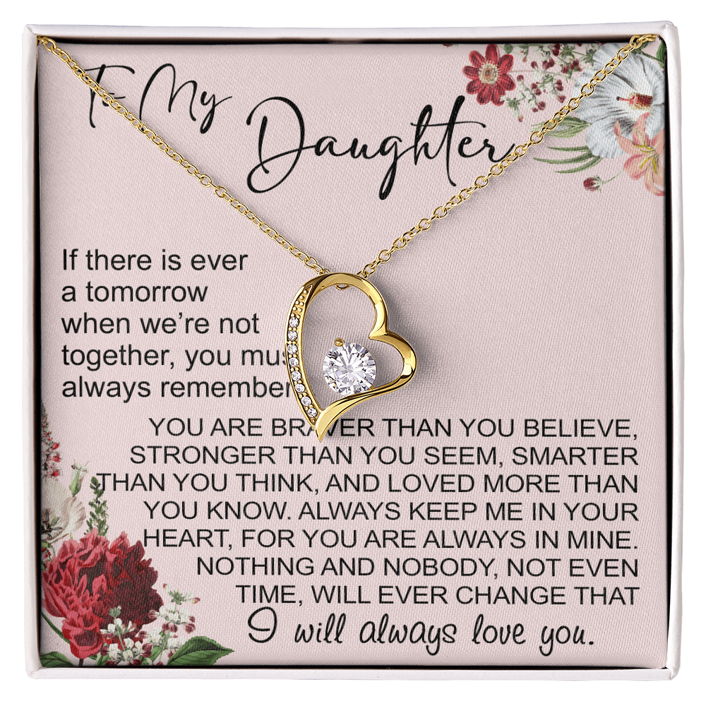 To My Daughter Gift from Dad Mom, Mother In Law, Father In Law - Forever Love Heart Necklace For Little Girl