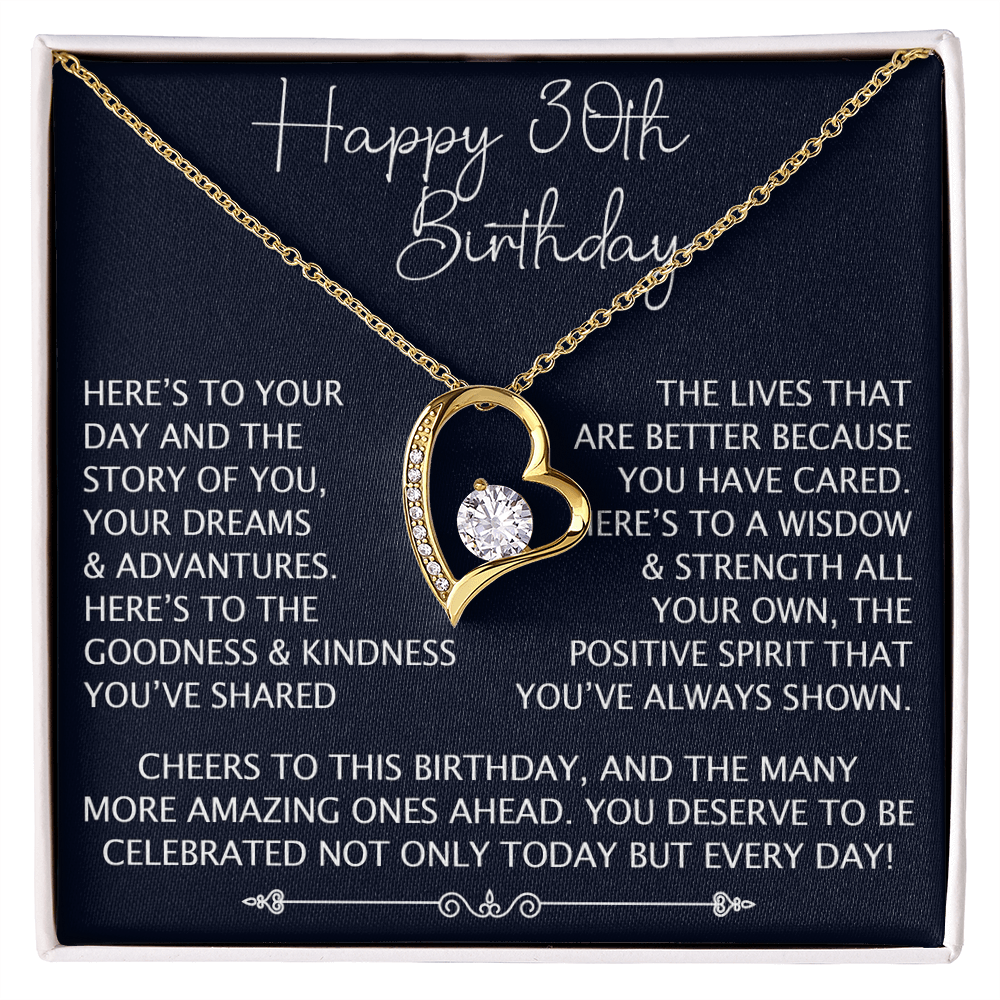 30th Birthday Gift for Her, Forever Love Heart Necklace, 30th Birthday Jewelry, Turning 30 Keepsake Gift for