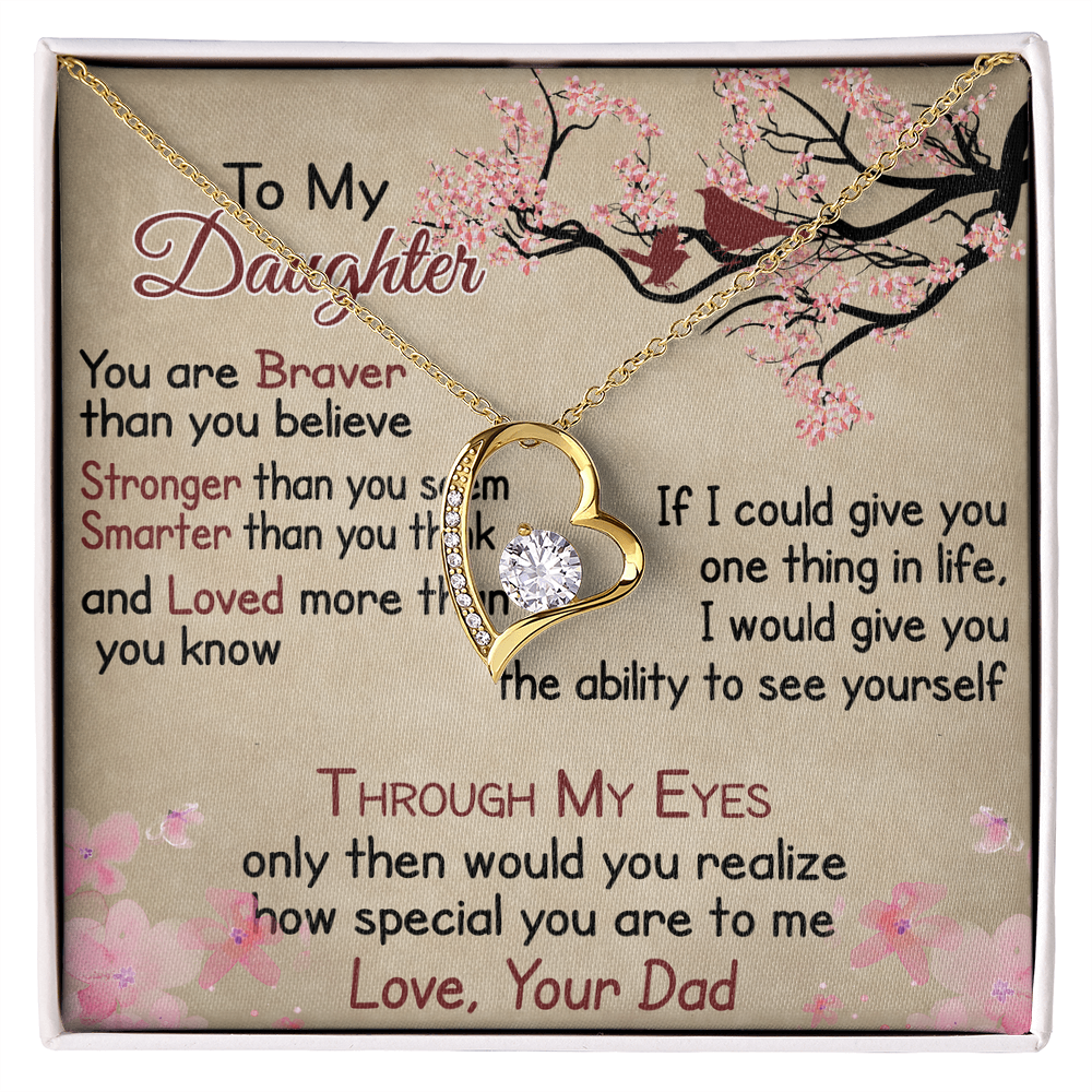 To My Daughter Gift from Dad - Forever Love Necklace for Your Princess, Little Girl Present