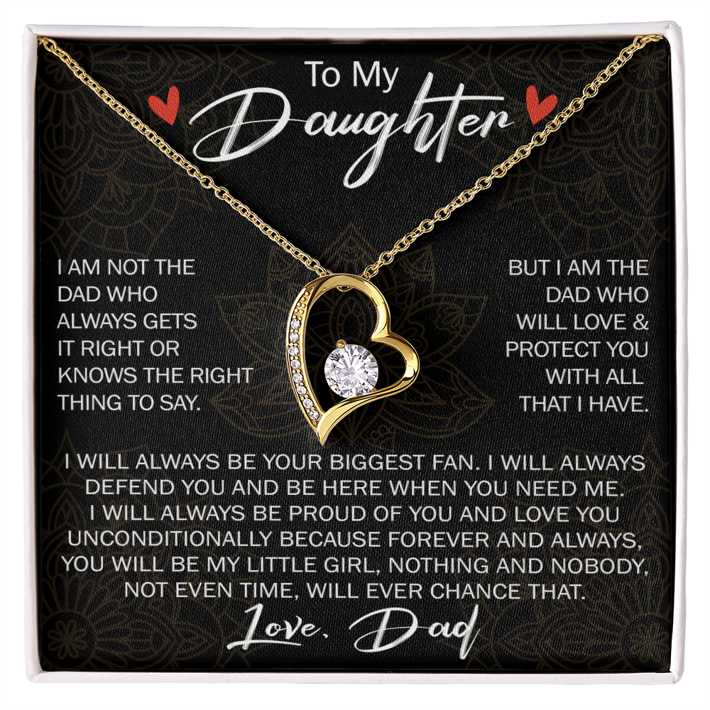 To My Daughter Forever Love Necklace Gift - Family Matching Jewelry for Birthday Back to School, Christmas Eve from Dad Papa, Father