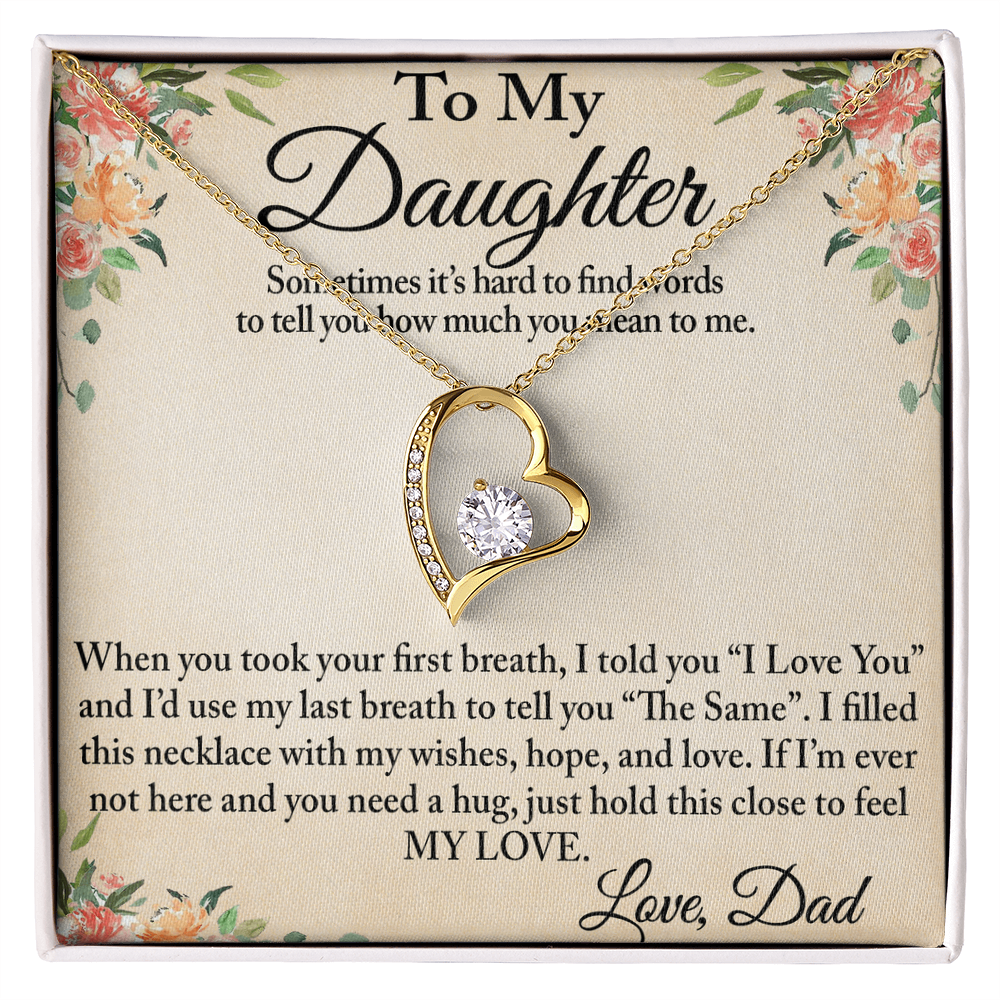 To My Daughter Unique Gift From Dad Forever Love Heart Necklace for Little Girl (134218942827)