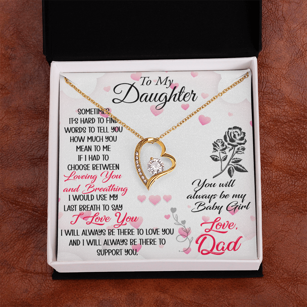 Proud Dad to Daughter Forever Love Necklace Gift for Birthday, Christmas, Back to School, Wedding or any Special Occasions. Best Gift from Father