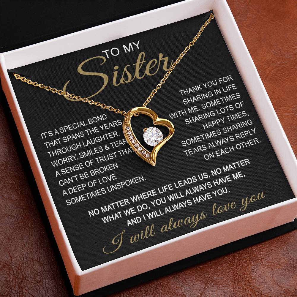To My Sister Forever Love Necklace Sister Gifts With Heartfelt Message, Sister Gifts From Sister Brother For Birthday