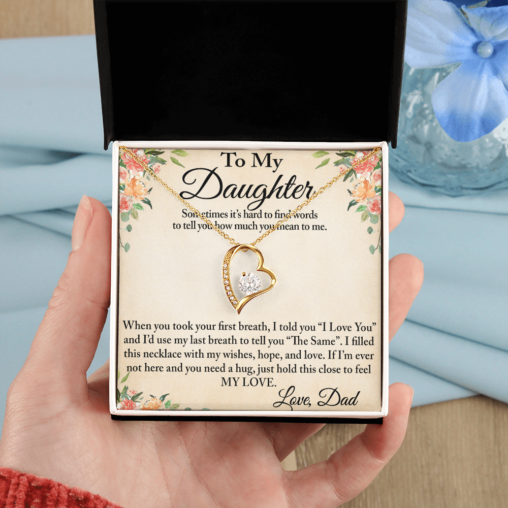 To My Daughter Unique Gift From Dad Forever Love Heart Necklace for Little Girl (134218942827)