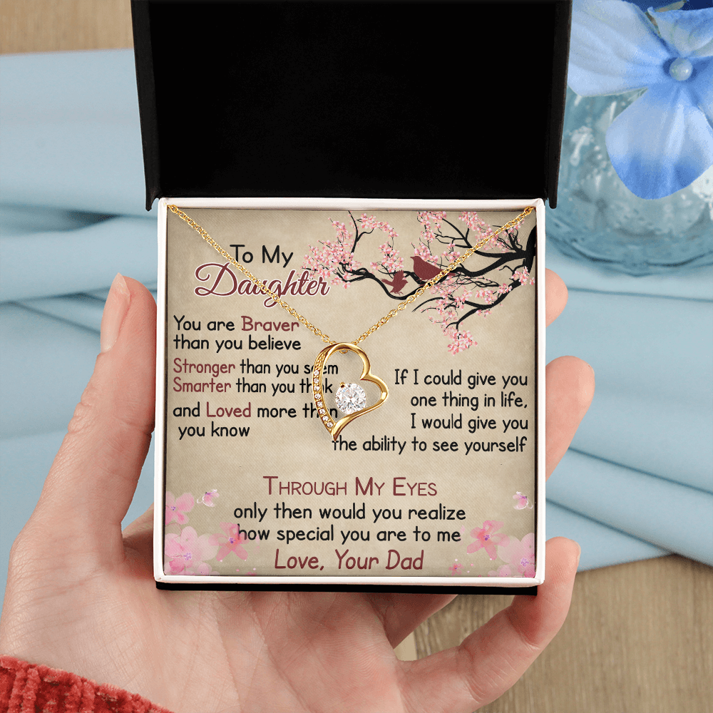 To My Daughter Gift from Dad - Forever Love Necklace for Your Princess, Little Girl Present