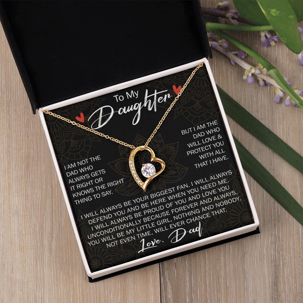 To My Daughter Forever Love Necklace Gift - Family Matching Jewelry for Birthday Back to School, Christmas Eve from Dad Papa, Father
