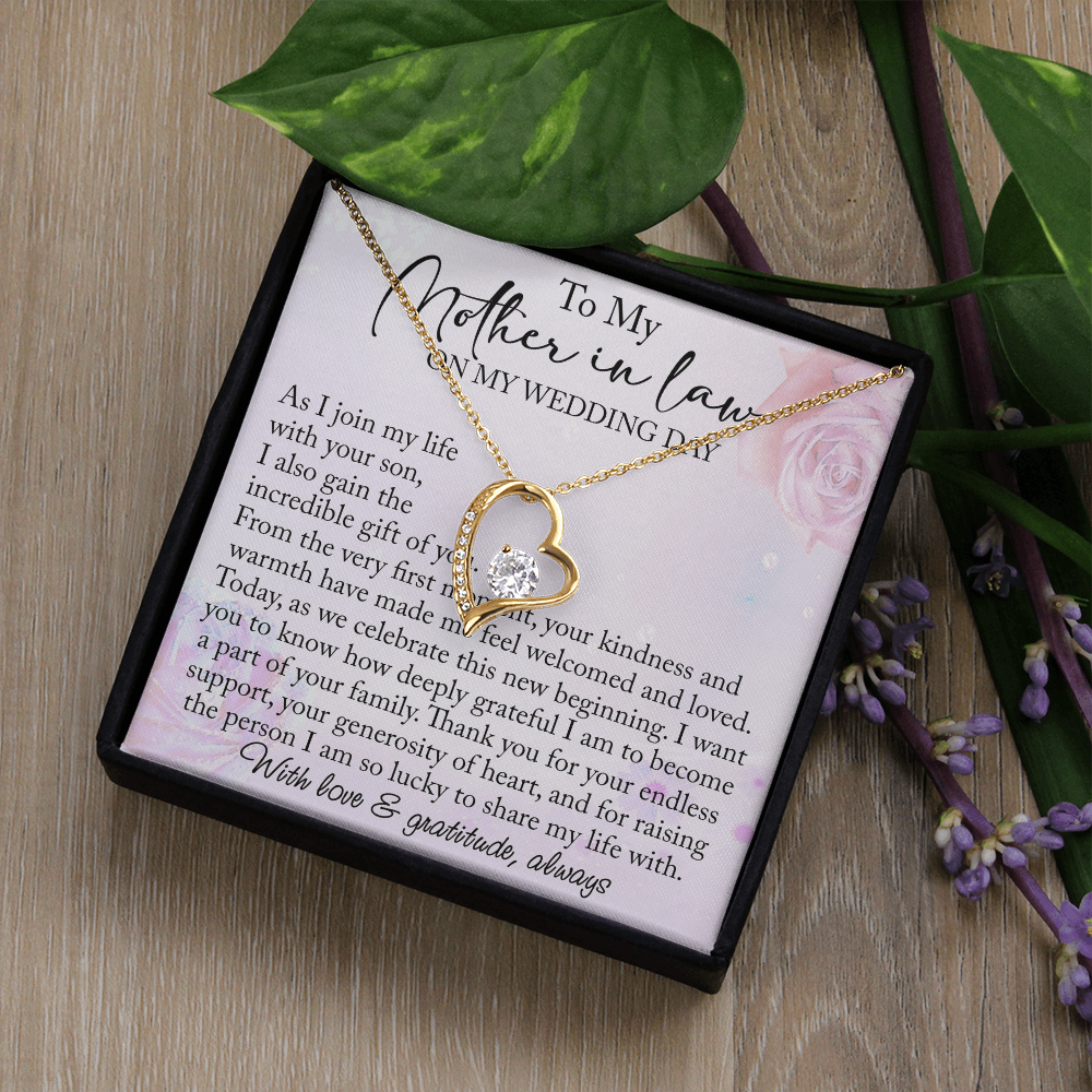 Mother-in-Law Wedding Day Forever Love Heart Necklace, Custom MIL Jewelry, Daughter-in-Law Gift, Personalized Gift From Bride