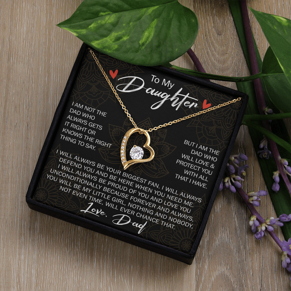 To My Daughter Forever Love Necklace Gift - Family Matching Jewelry for Birthday Back to School, Christmas Eve from Dad Papa, Father