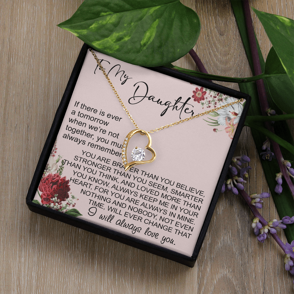 To My Daughter Gift from Dad Mom, Mother In Law, Father In Law - Forever Love Heart Necklace For Little Girl