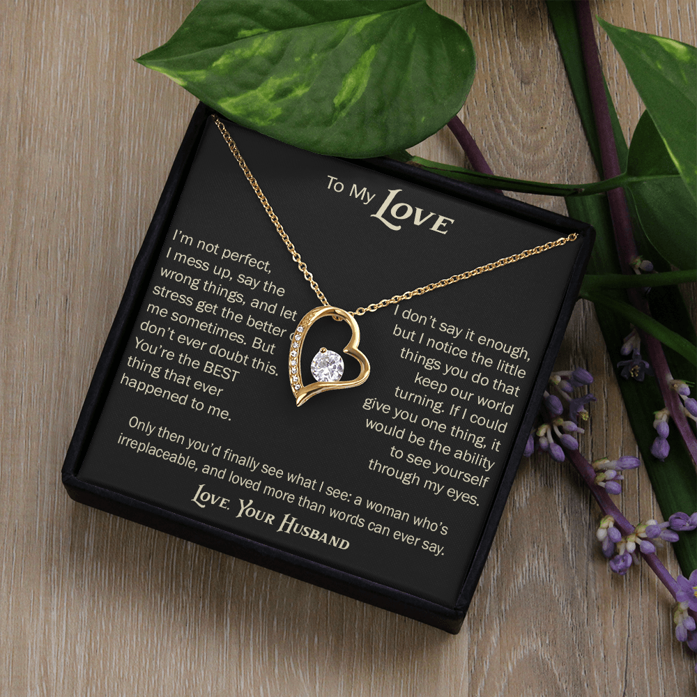 Forever Love Necklace for Wife From Husband, Anniversary Jewelry, Christmas Birthday Present for Her, To My Soulmate Gift