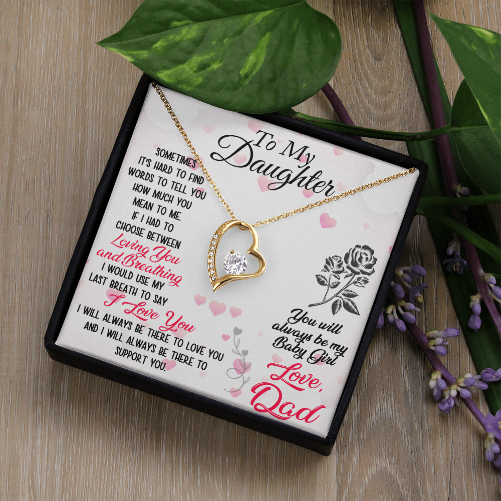 Proud Dad to Daughter Forever Love Necklace Gift for Birthday, Christmas, Back to School, Wedding or any Special Occasions. Best Gift from Father