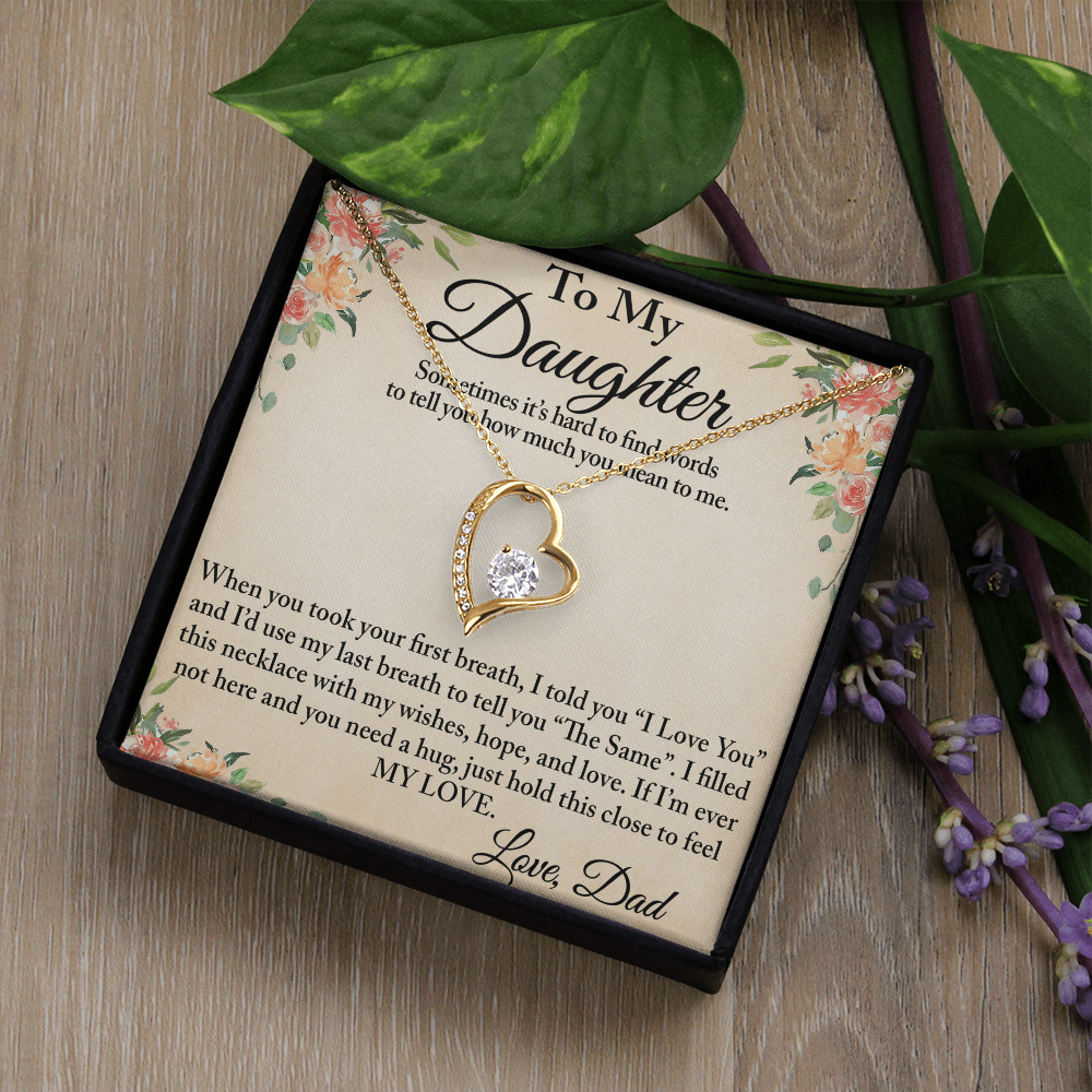 To My Daughter Unique Gift From Dad Forever Love Heart Necklace for Little Girl (134218942827)