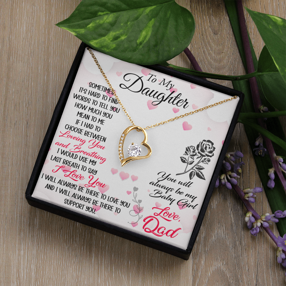 Proud Dad to Daughter Forever Love Necklace Gift for Birthday, Christmas, Back to School, Wedding or any Special Occasions. Best Gift from Father
