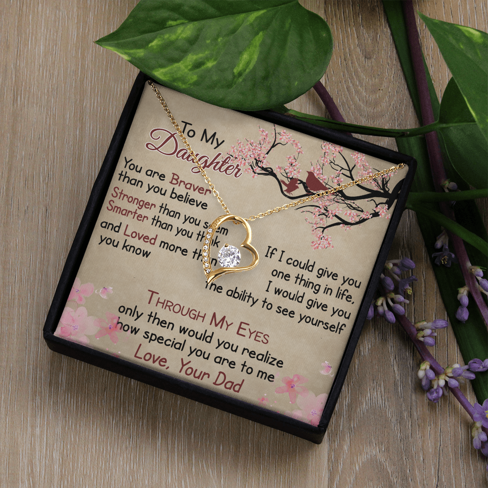 To My Daughter Gift from Dad - Forever Love Necklace for Your Princess, Little Girl Present