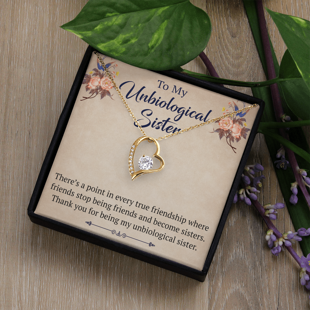 To My Unbiological Sister Forever Love Heart Necklace, Unique Gift for Birthday, Mother's Day, Christmas, or any Special Occasion