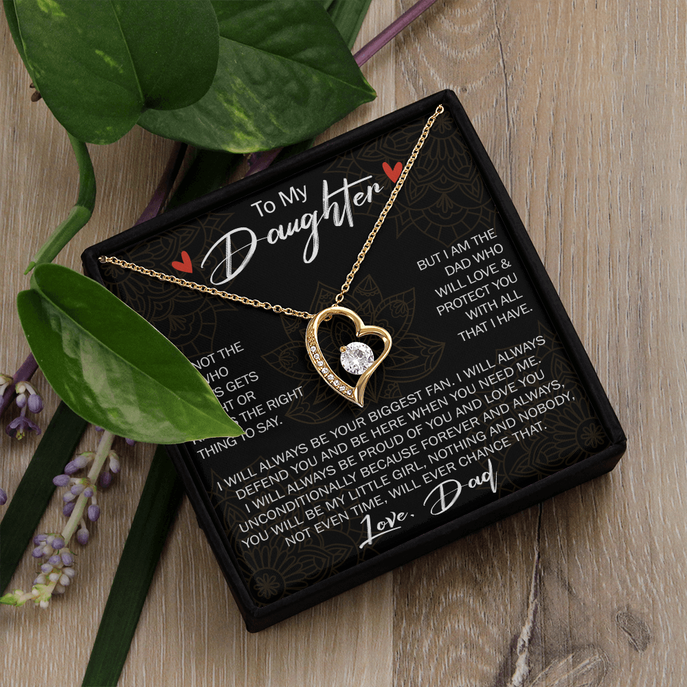 To My Daughter Forever Love Necklace Gift - Family Matching Jewelry for Birthday Back to School, Christmas Eve from Dad Papa, Father