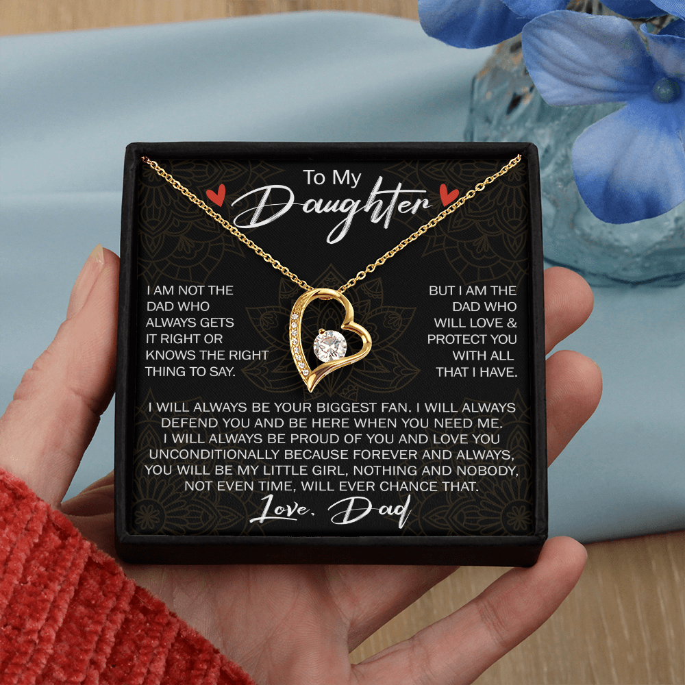 To My Daughter Forever Love Necklace Gift - Family Matching Jewelry for Birthday Back to School, Christmas Eve from Dad Papa, Father