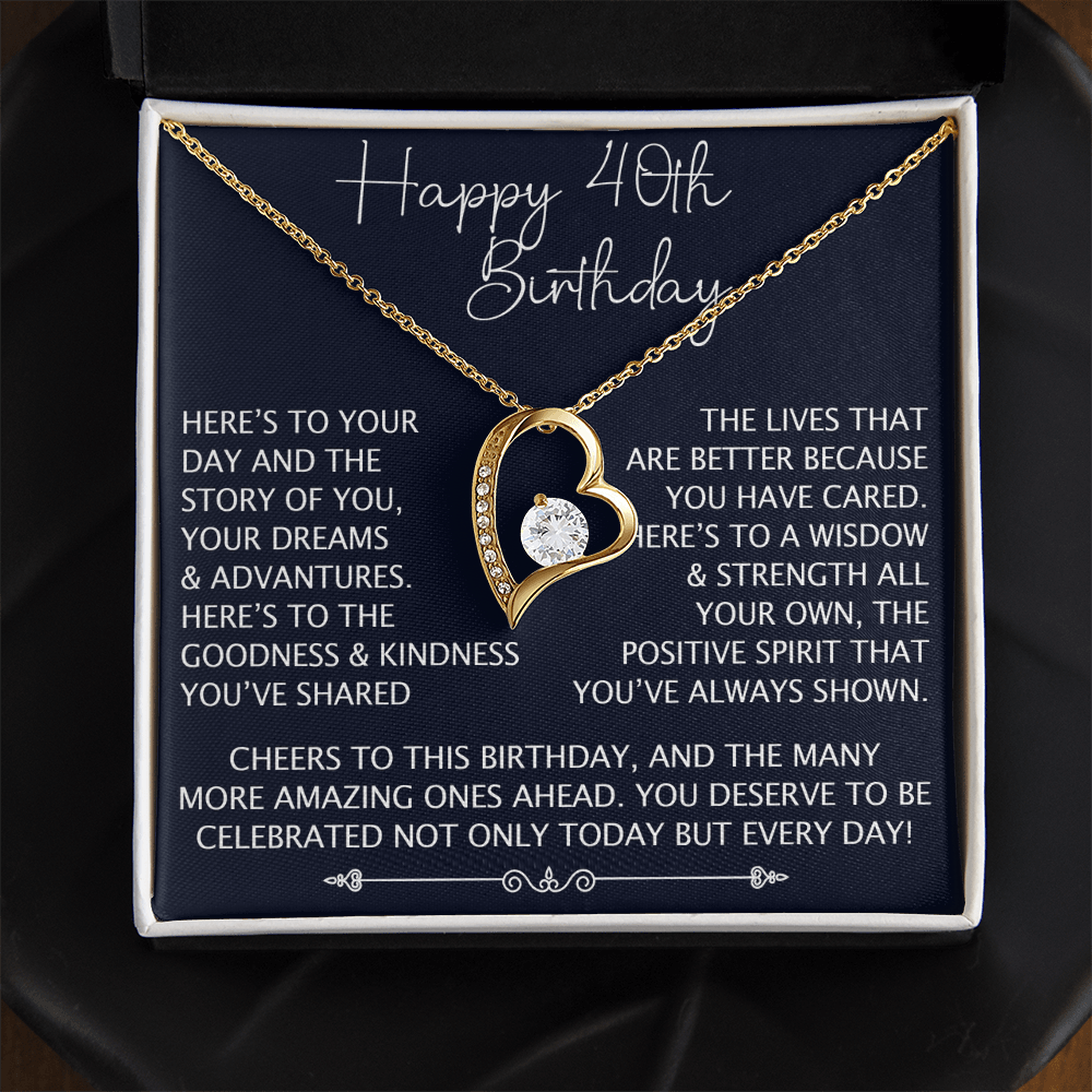 Happy 40th Birthday Gift - Forever Love Unique Necklace for Wife, Daughter, Grandma, Granddaughter, Mom, Women, Christmas, Birthday Gift