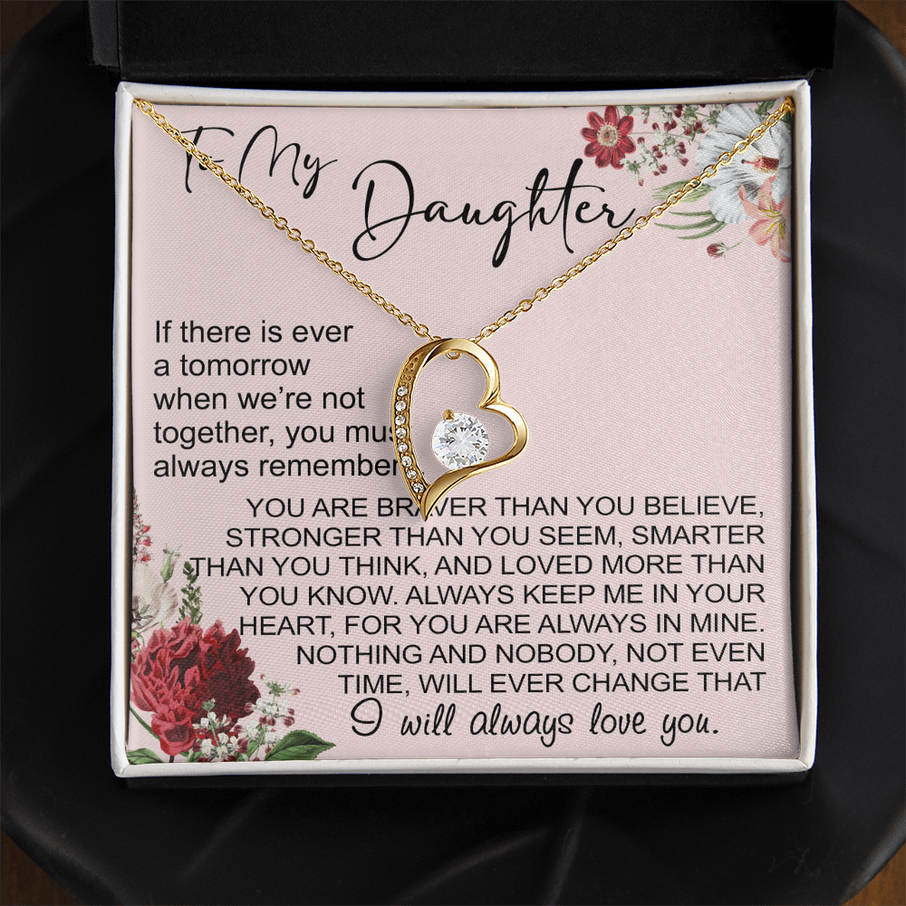 To My Daughter Gift from Dad Mom, Mother In Law, Father In Law - Forever Love Heart Necklace For Little Girl