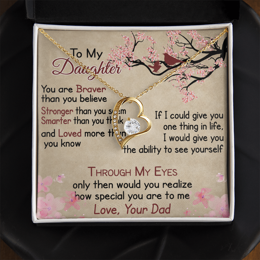To My Daughter Gift from Dad - Forever Love Necklace for Your Princess, Little Girl Present