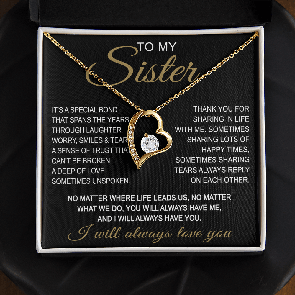 To My Sister Forever Love Necklace Sister Gifts With Heartfelt Message, Sister Gifts From Sister Brother For Birthday