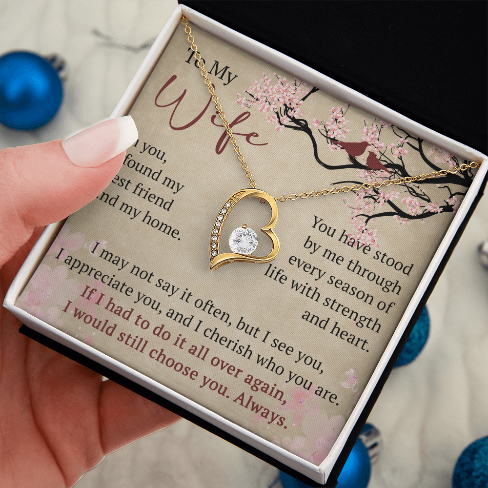 Wife Necklace Anniversary Gift Birthday Present For Her, Forever Love Necklace Romantic Keepsake from Husband