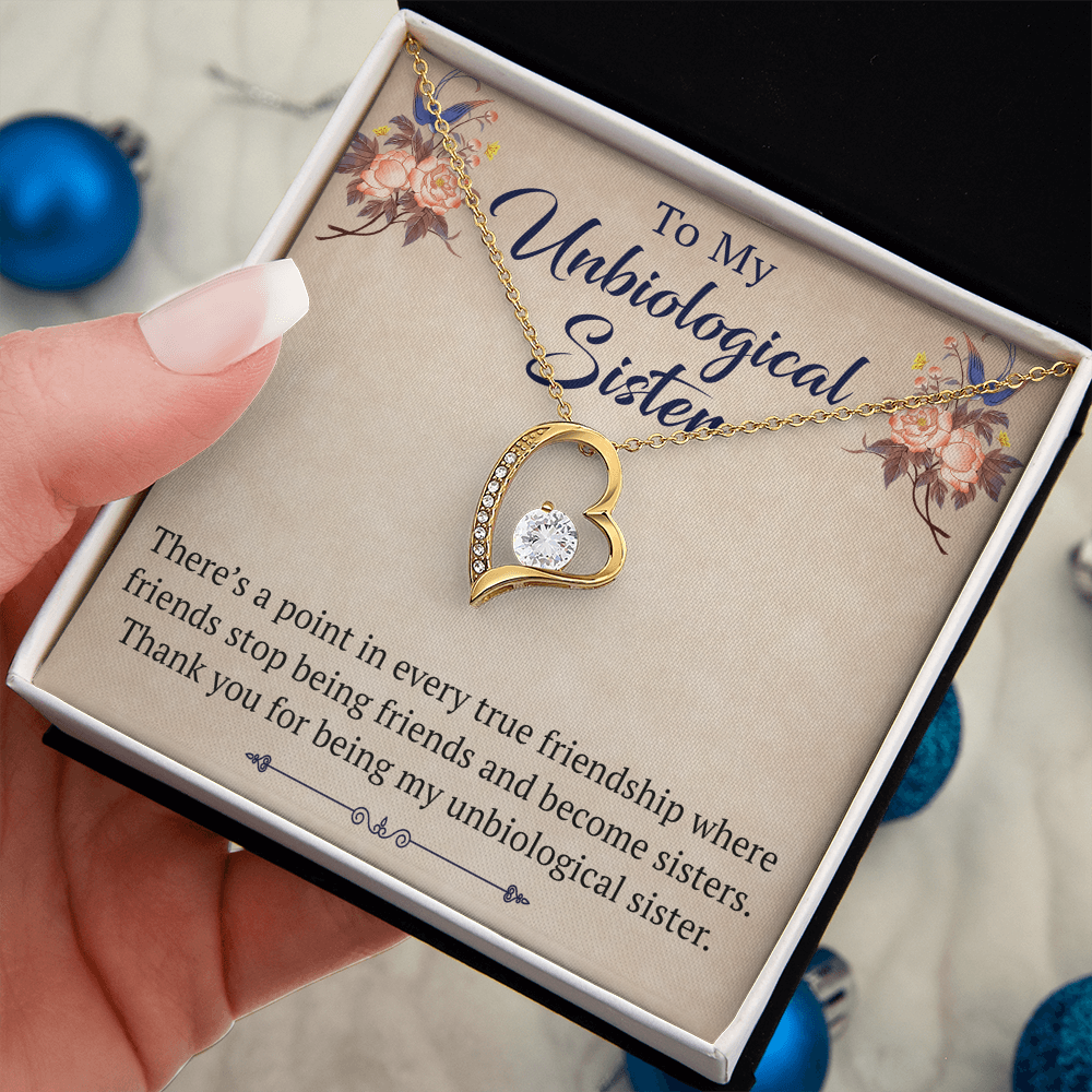 To My Unbiological Sister Forever Love Heart Necklace, Unique Gift for Birthday, Mother's Day, Christmas, or any Special Occasion