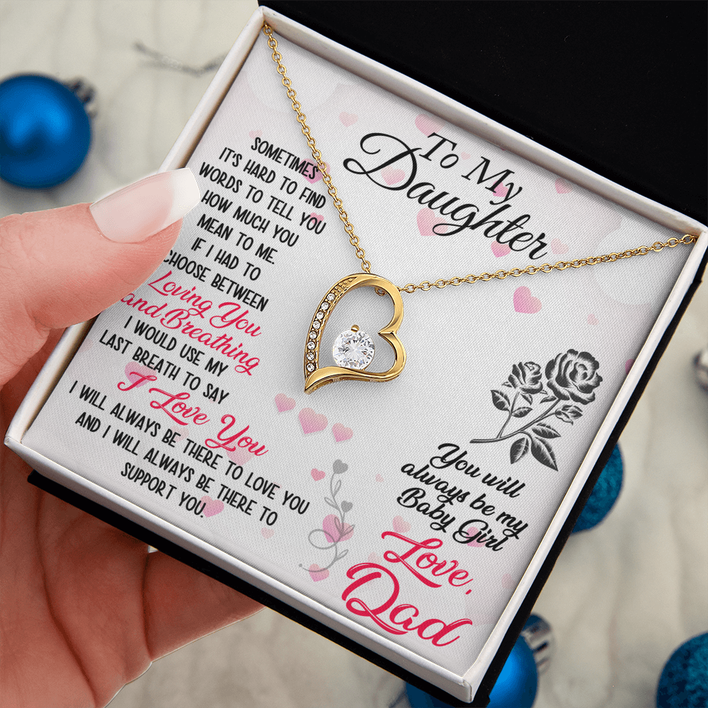 Proud Dad to Daughter Forever Love Necklace Gift for Birthday, Christmas, Back to School, Wedding or any Special Occasions. Best Gift from Father