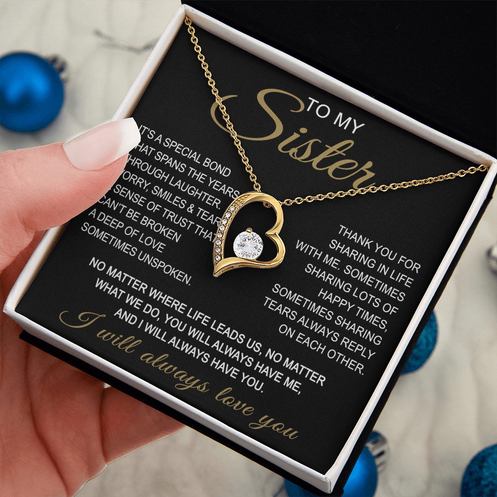 To My Sister Forever Love Necklace Sister Gifts With Heartfelt Message, Sister Gifts From Sister Brother For Birthday