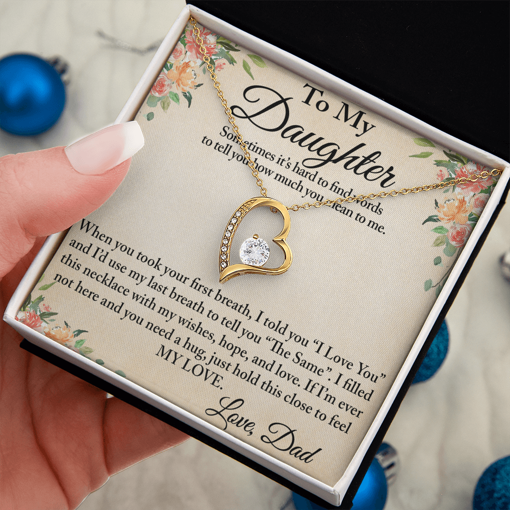 To My Daughter Unique Gift From Dad Forever Love Heart Necklace for Little Girl (134218942827)