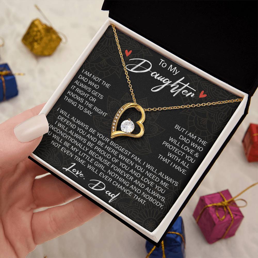 To My Daughter Gift from Dad - Forever Love Necklace for Your Princess, Little Girl Present - Birthday Gift
