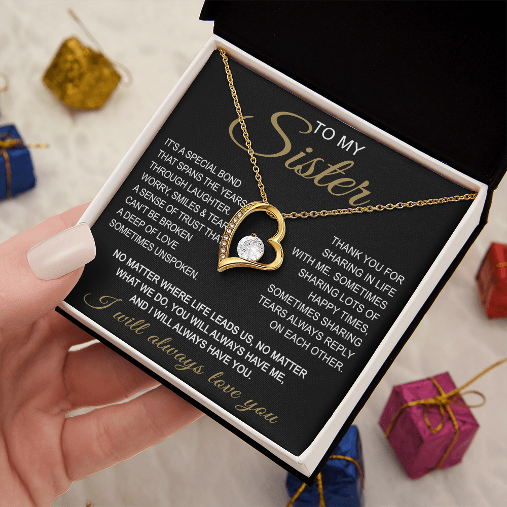To My Sister Forever Love Necklace Sister Gifts With Heartfelt Message, Sister Gifts From Sister Brother For Birthday