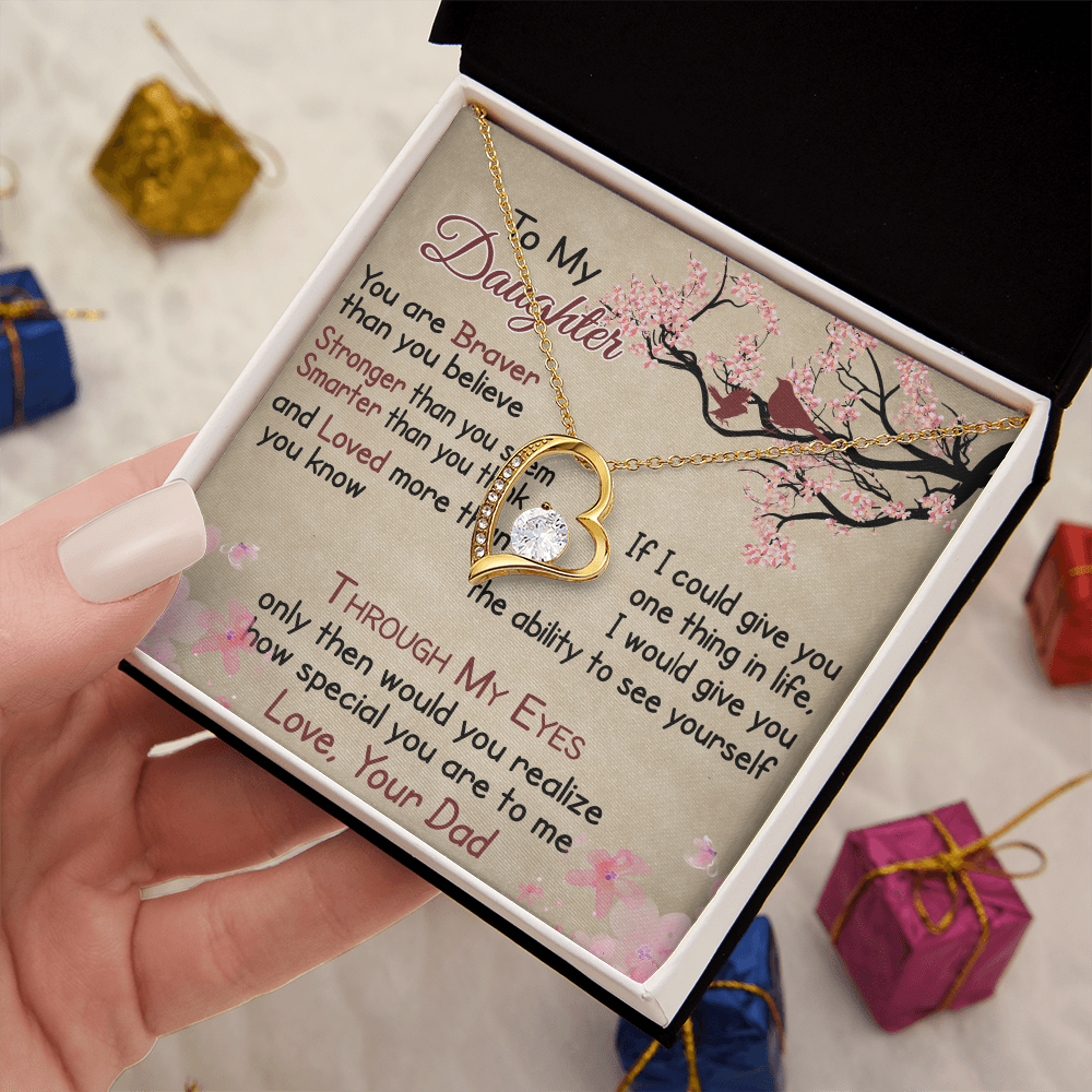 To My Daughter Gift from Dad - Forever Love Necklace for Your Princess, Little Girl Present