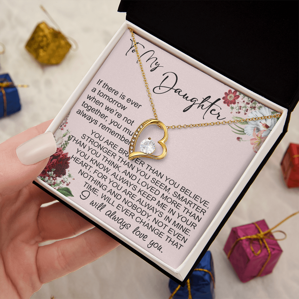 To My Daughter Gift from Dad Mom, Mother In Law, Father In Law - Forever Love Heart Necklace For Little Girl