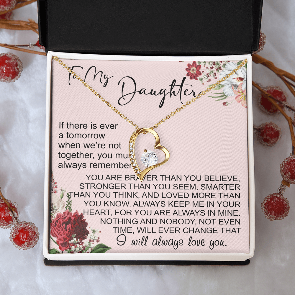 To My Daughter Gift from Dad Mom, Mother In Law, Father In Law - Forever Love Heart Necklace For Little Girl