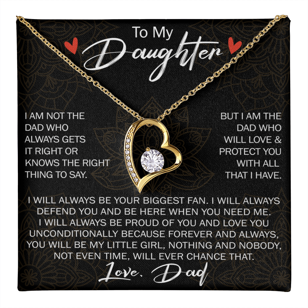 To My Daughter Forever Love Necklace Gift - Family Matching Jewelry for Birthday Back to School, Christmas Eve from Dad Papa, Father