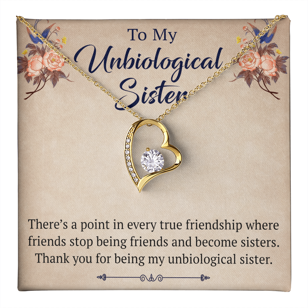 To My Unbiological Sister Forever Love Heart Necklace, Unique Gift for Birthday, Mother's Day, Christmas, or any Special Occasion